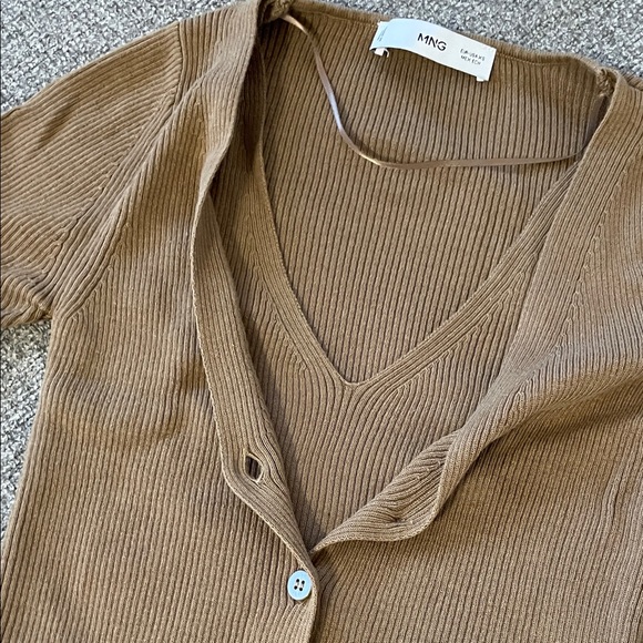 Mango Brown Ribbed Button-Down Shirt - Picture 3 of 4
